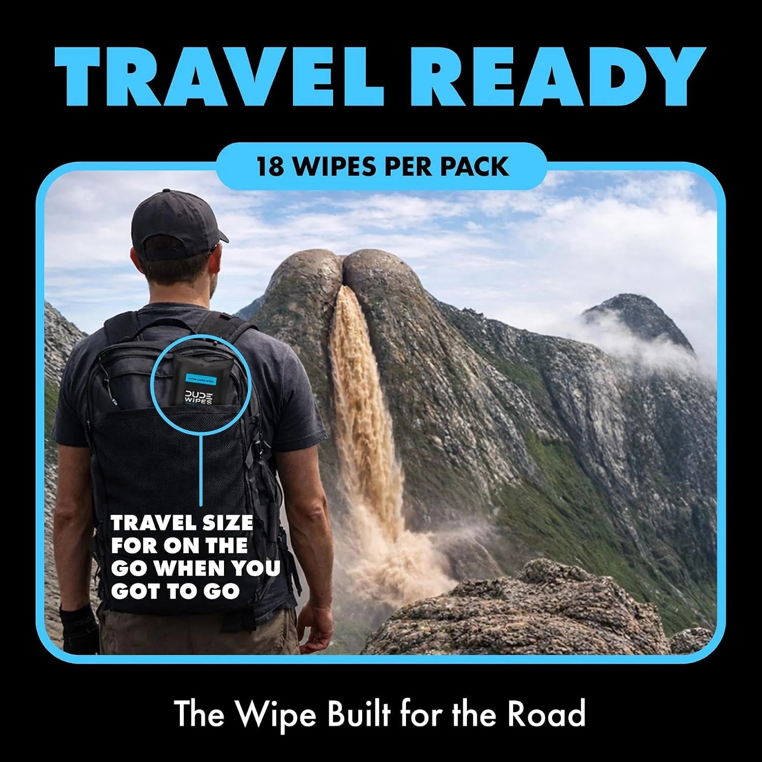DUDE Wipes Unscented Adult Flushable Travel Wipes, Camping, 108 Count
