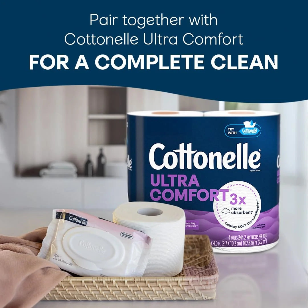 Cottonelle Fragrance Free Flushable Wipes, 8 Packs, 42 Wipes per Pack