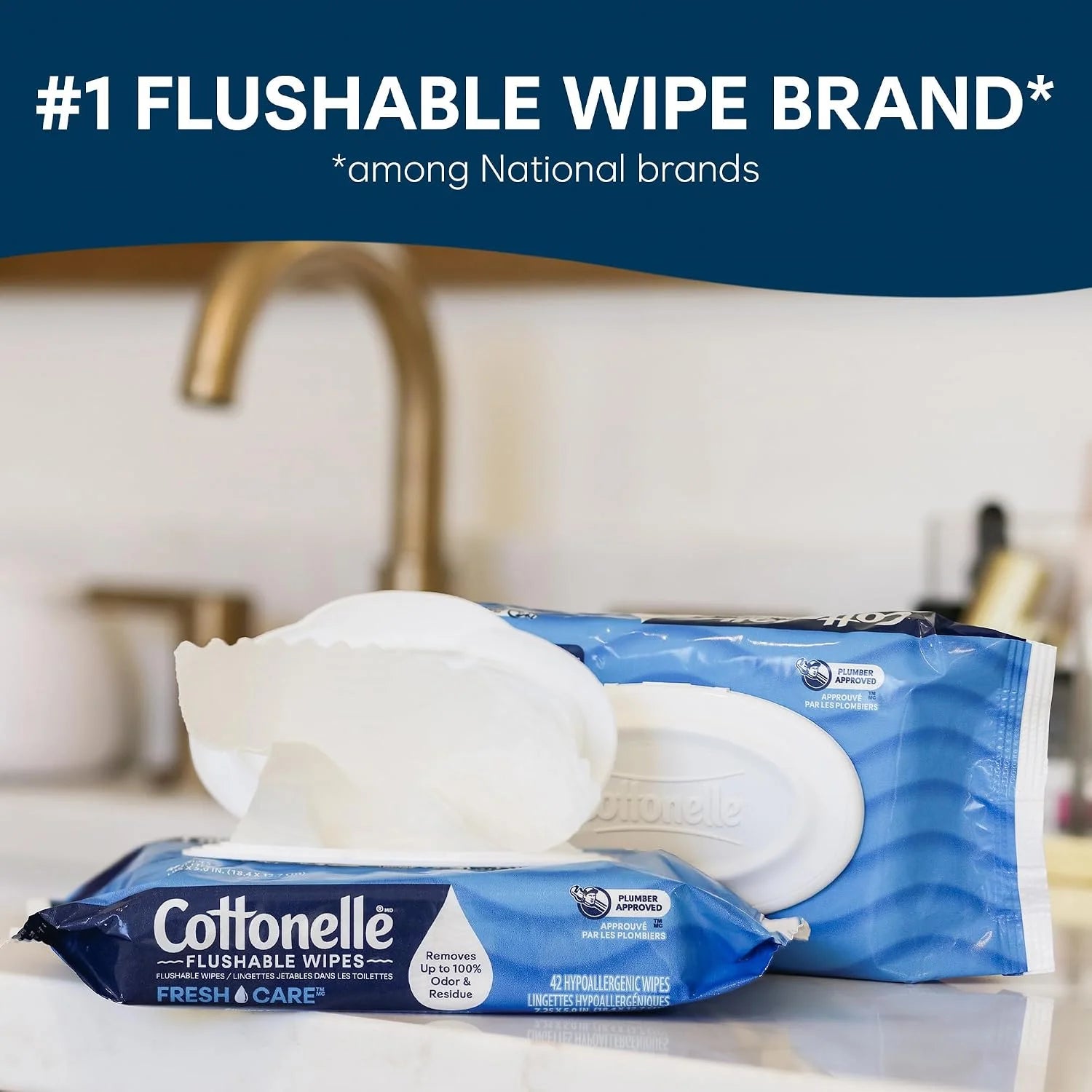 Cottonelle XL Flushable Wipes, 2 Packs, 45 Wipes per Pack