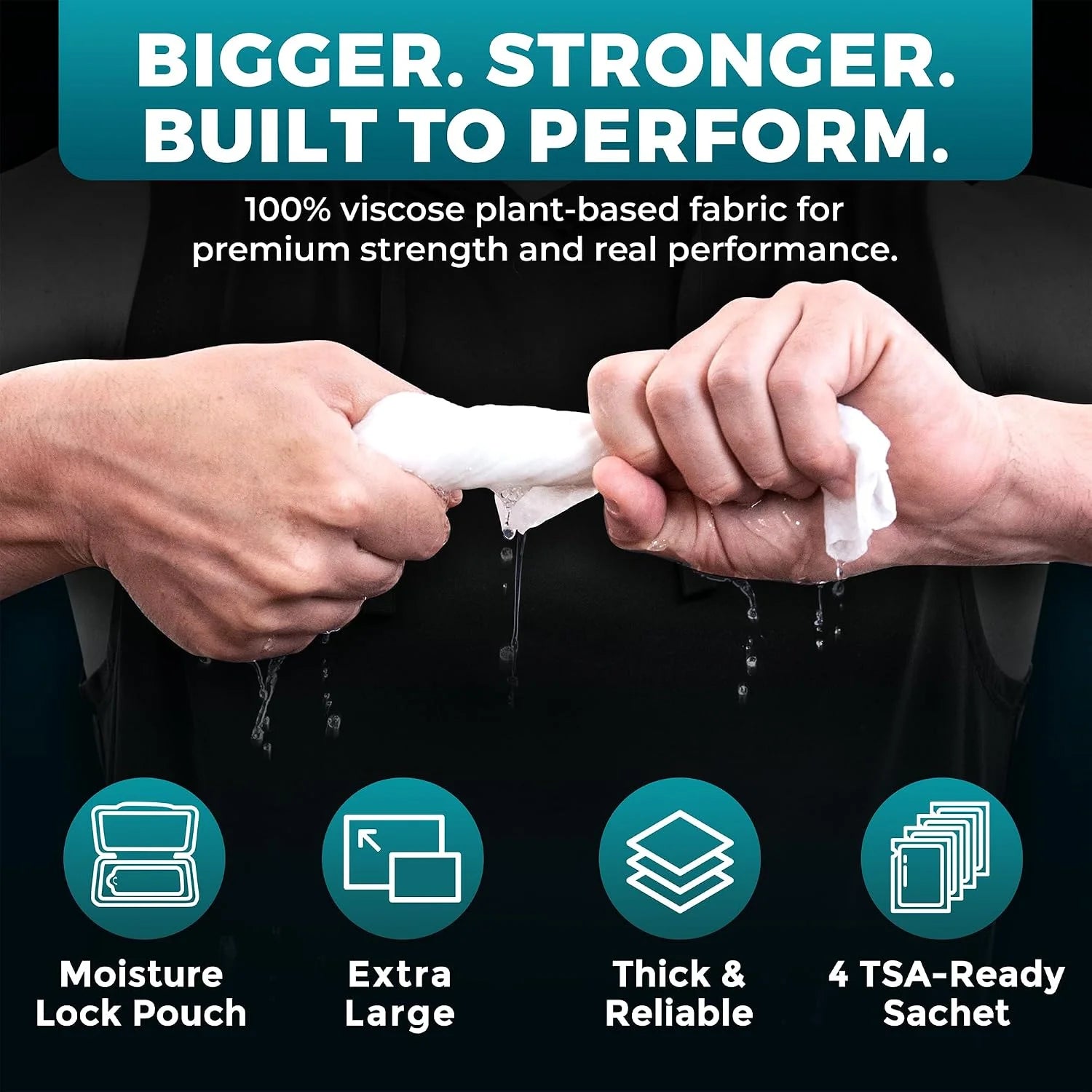 Travel Body Wipes Individually Wrapped for Men - No Rinse Gym Wipes - 20 Ct