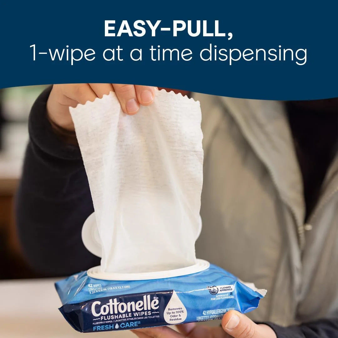 Cottonelle XL Flushable Wipes, 2 Packs, 45 Wipes per Pack