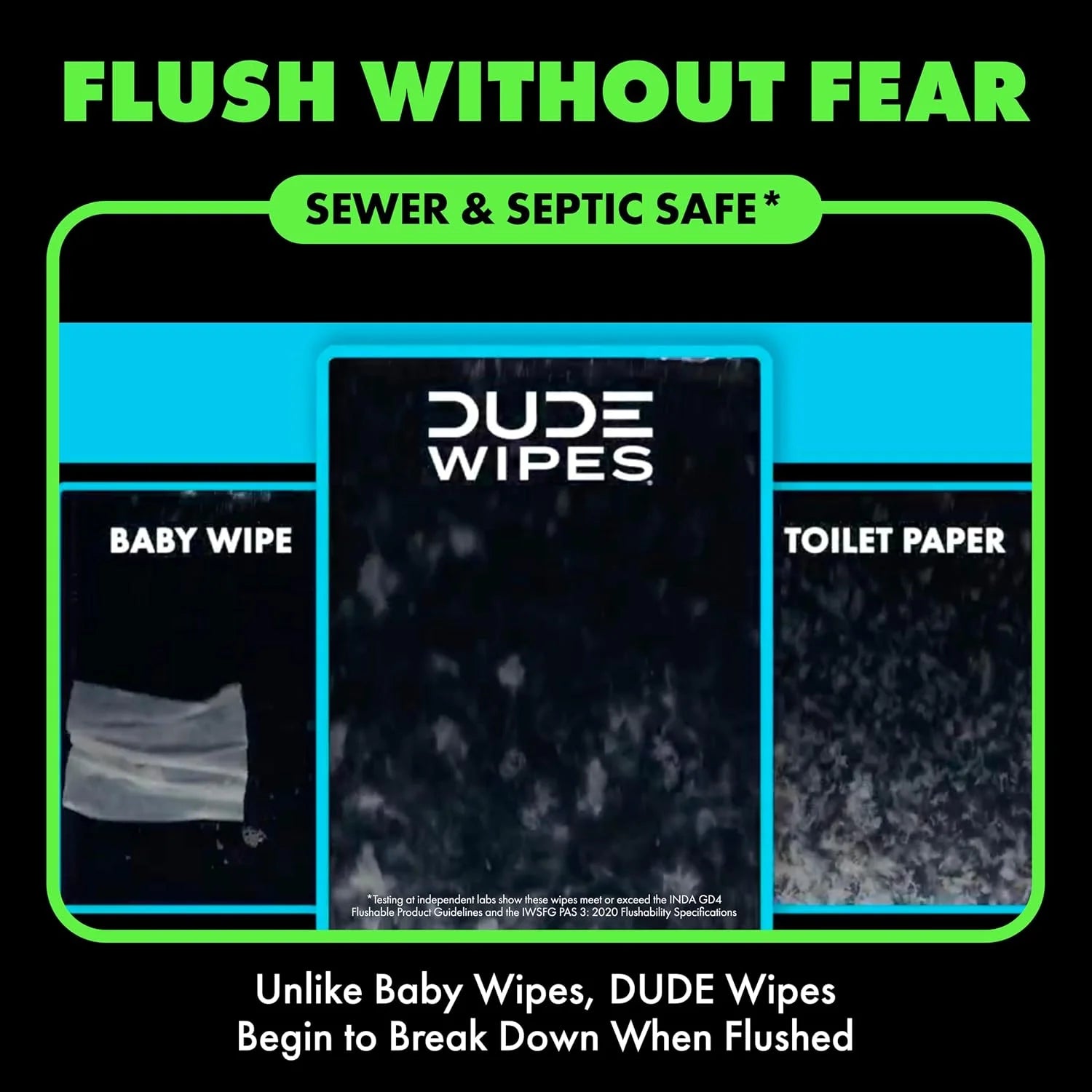 DUDE Wipes Herbal Relief Adult Flushable Wet Wipes, Witch Hazel, 144 Count