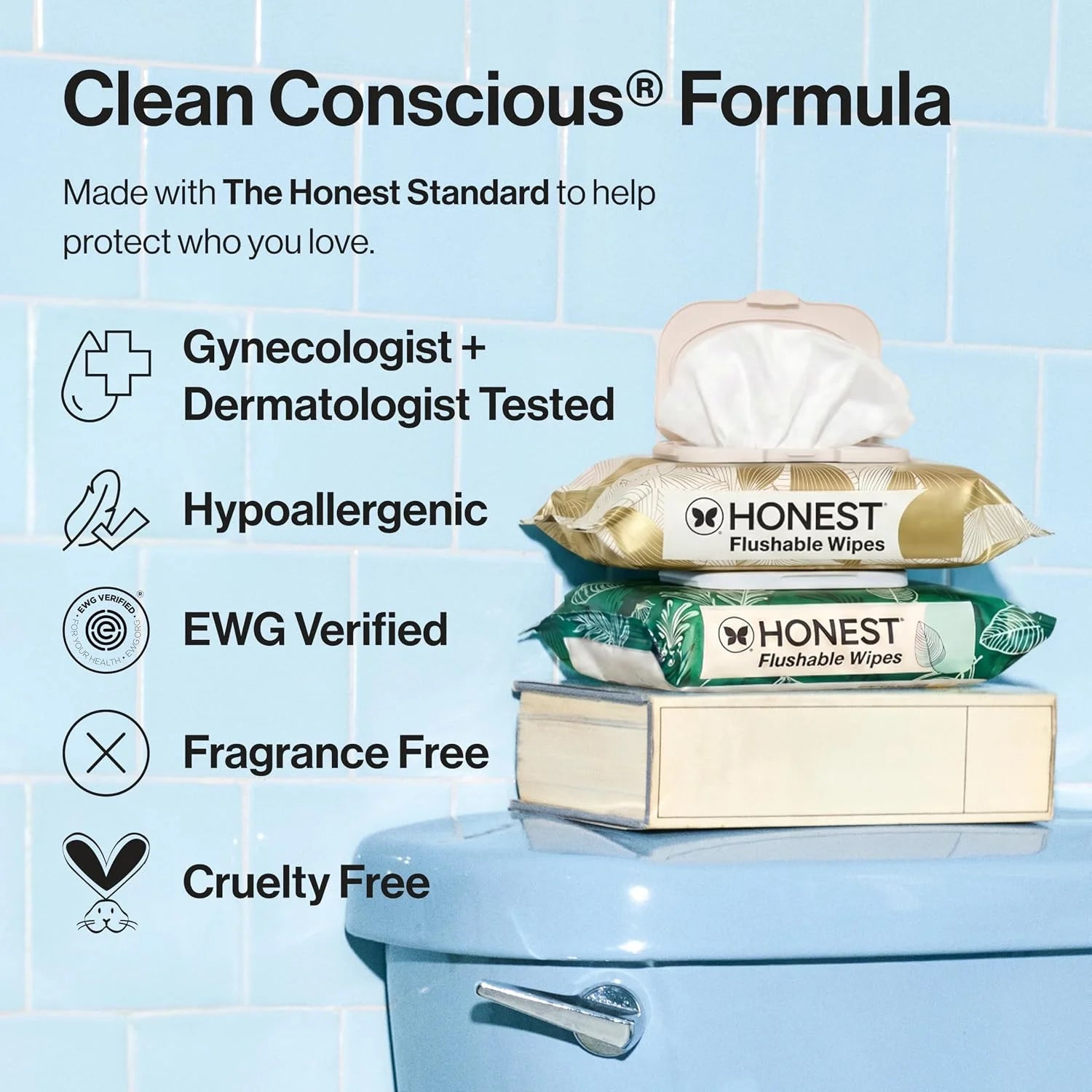 The Honest Company Flushable Wipes, Hypoallergenic, Gilded Wings, 126 Count