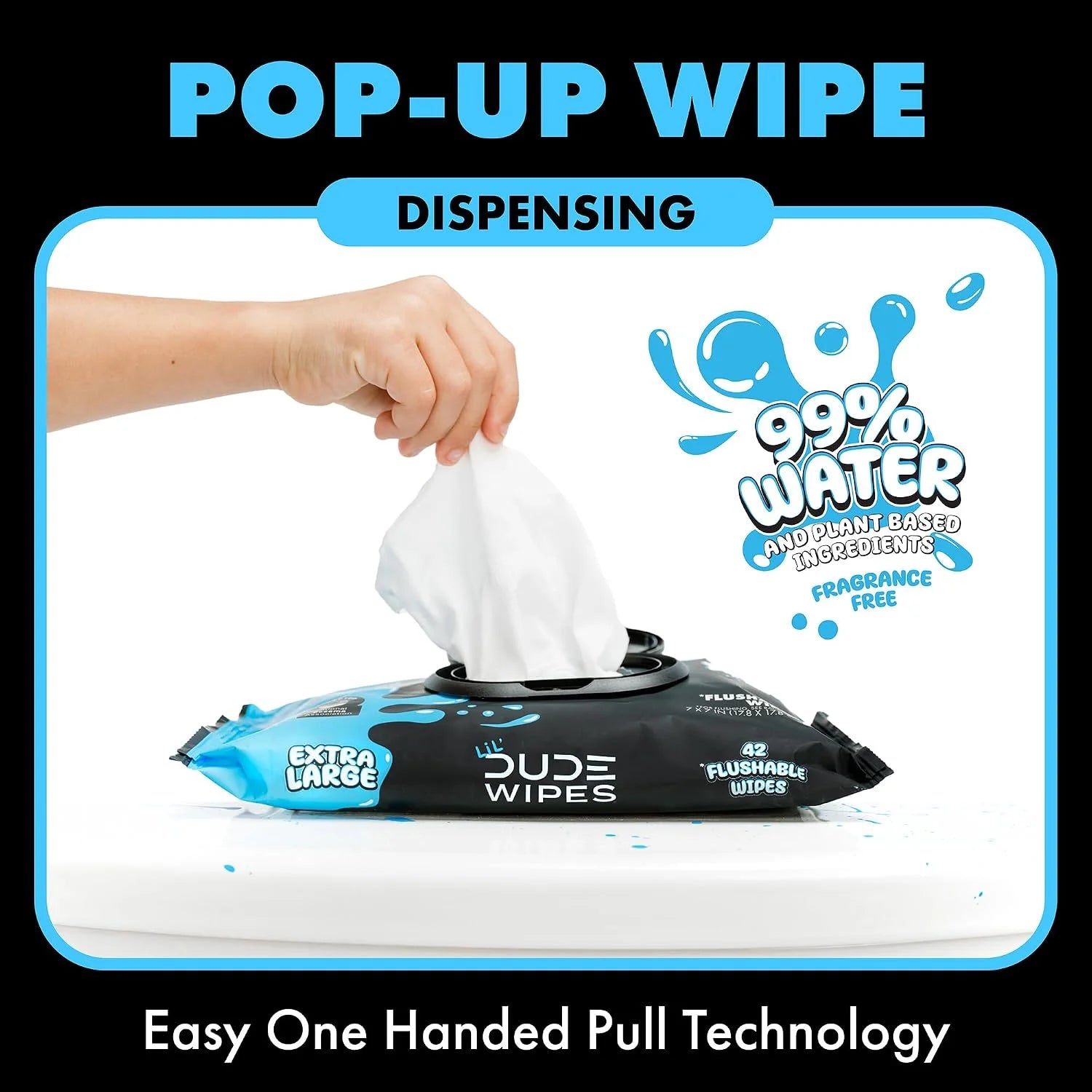 LiL' DUDE Wipes Flushable Potty Training Water Wipes, Unscented, 84 Count