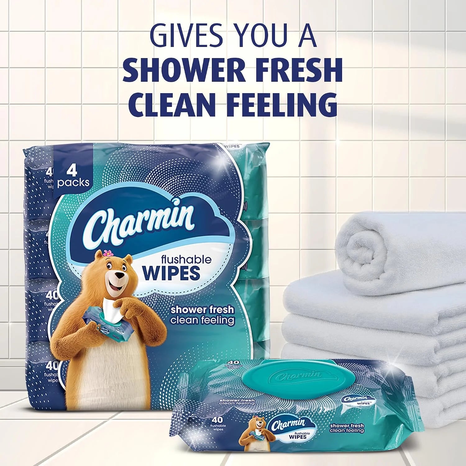 Charmin Flushable Wipes, 320 Total Wipes (8 Packs of 40)