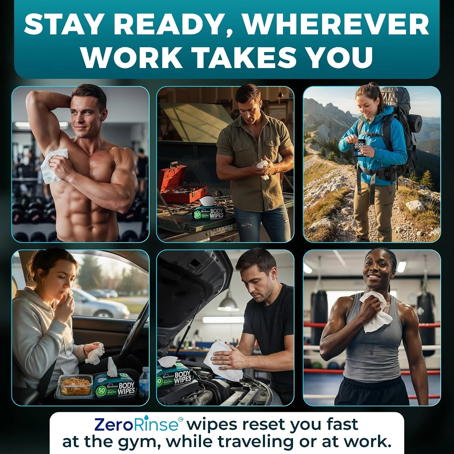 Bulk Body Wipes for Men - Max Clean After Gym - No Rinse XL - 600 Ct 12 Pk