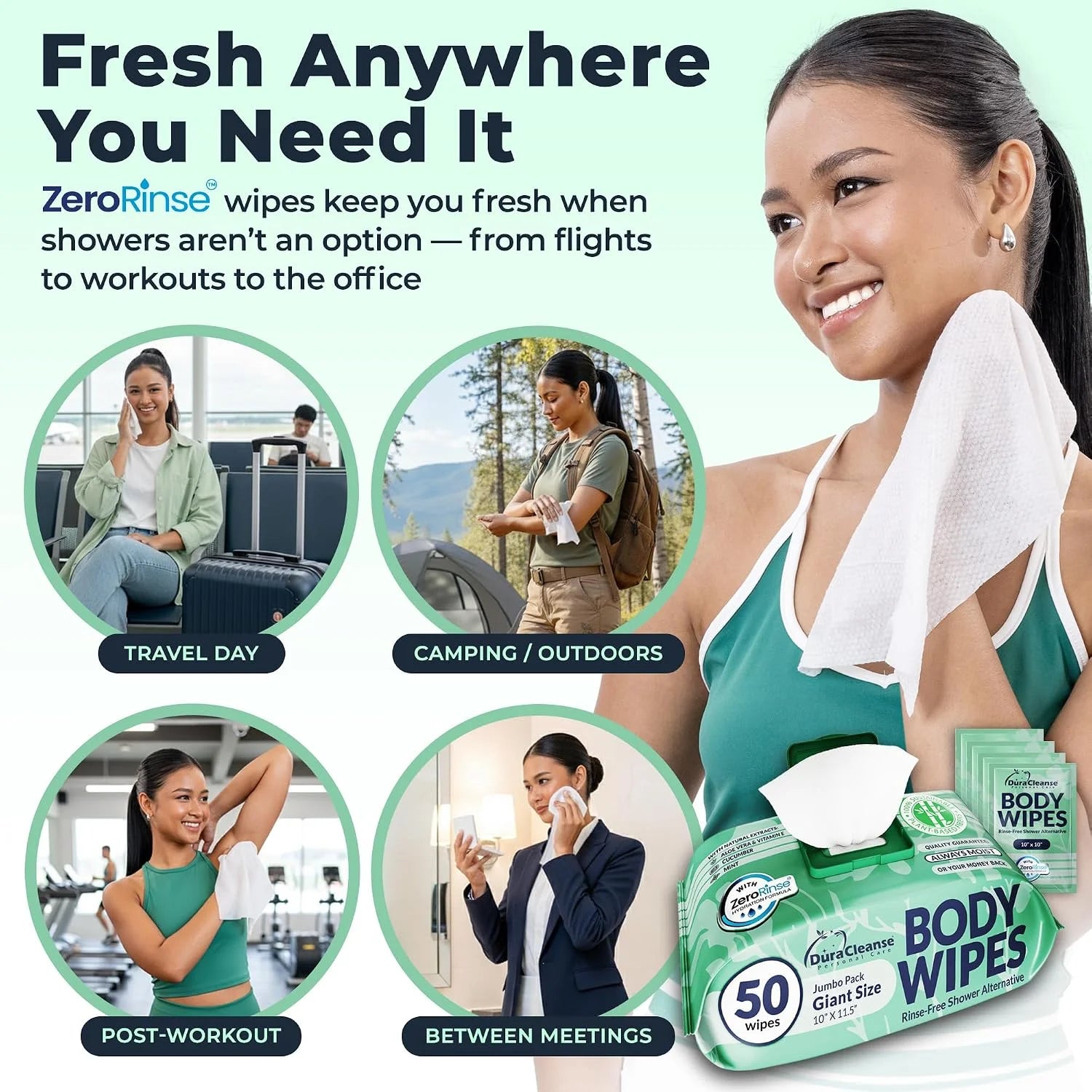 XL Body Wipes for Women - Gentle - No Rinse Cleansing Wipes - 100 Ct (2pk)